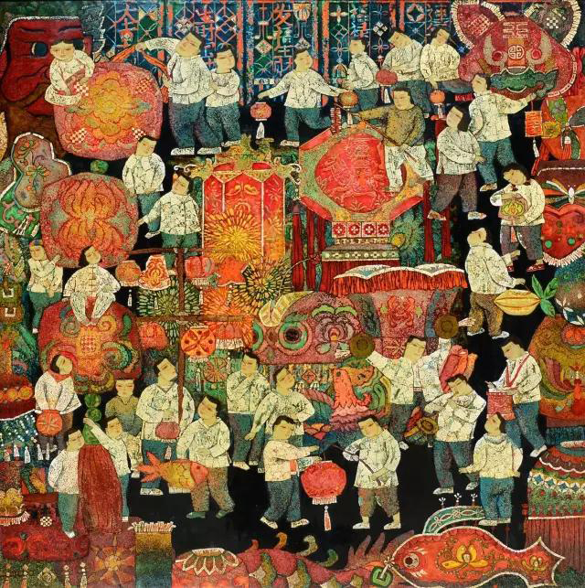 卫军 《欢乐花灯》 122cmx122cm 2003年.jpg